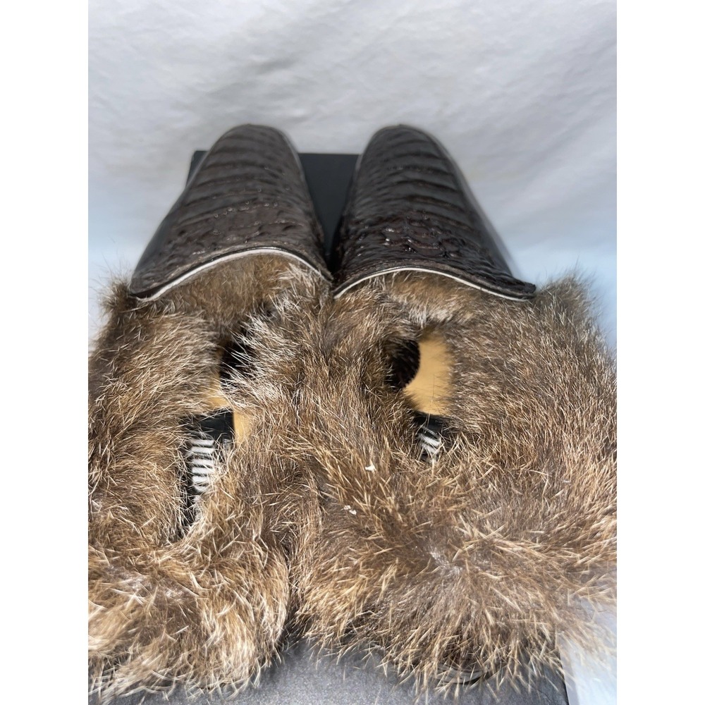 Mauri‎ Crocodile Kangaroo Fur Loafers Mens 9 Brown Rare Exotic Slip On NIB Italy - Picture 6 of 7